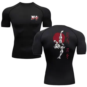 Anime Baki Hanma dos homens Camiseta, Ginásio de Fitness, Boxe, Treino ao ar livre, MMA Rash Guard, Herren, Jiu Jitsu, Bjj camisa esporte 10 principais vendas camisa bj - №4