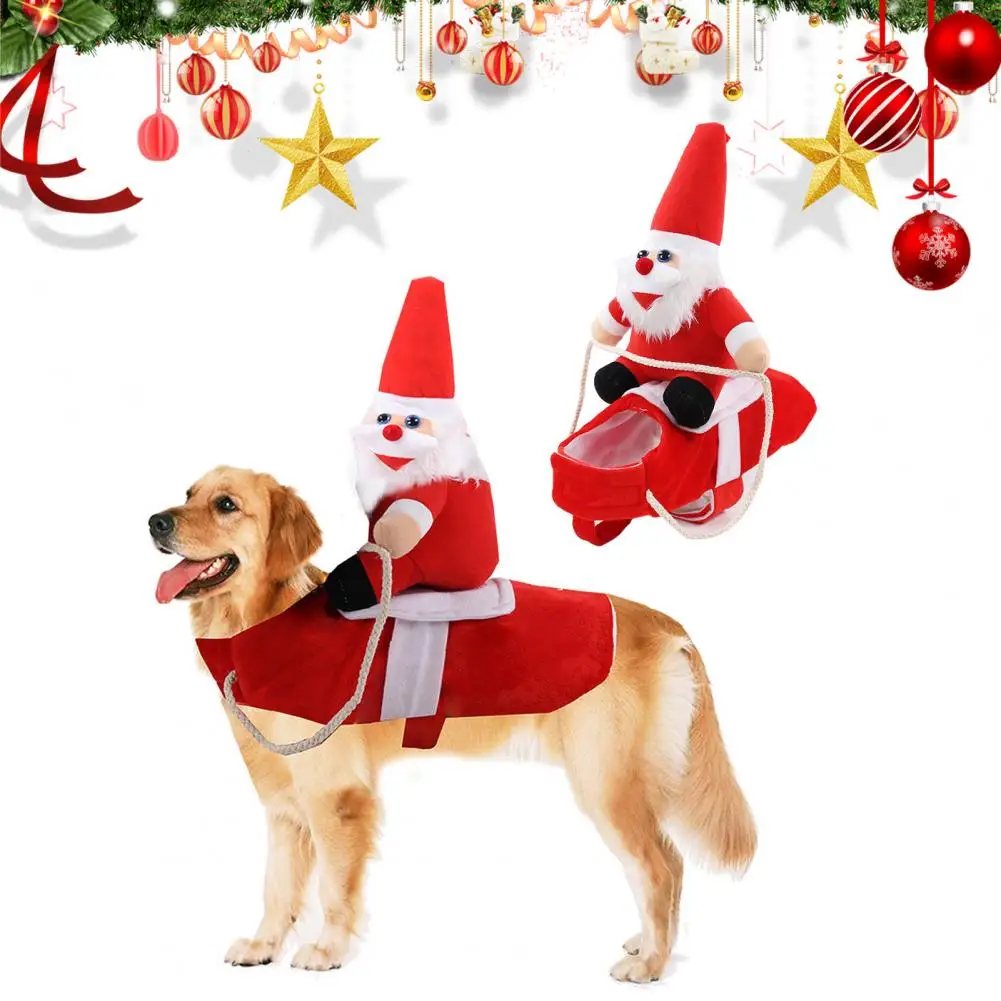 Christmas Pet Apparel Santa Rider Dog Costume Christmas Pet Outfit with Adjustable Closure Festive Holiday Party for Small