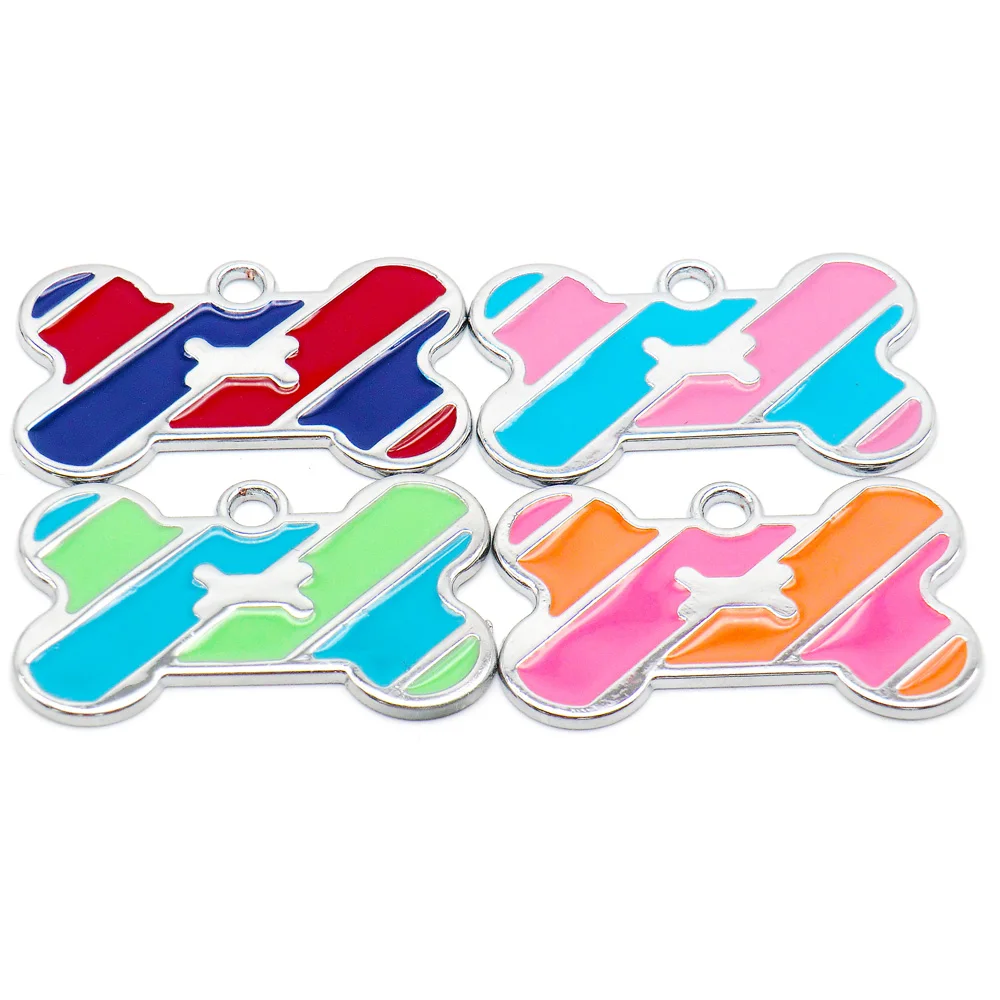 Wholesale 100/20Pcs  Dog Tag Custom Pet Bone Name Tags Dog Collar Accessories Anti-lost Puppy Nameplate Tag