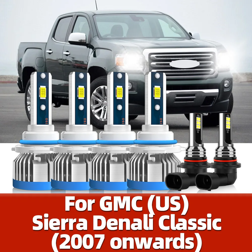 20000LM Headlamp Bulb LED Headlight Bright White Auto Fog Lamps For GMC (US) Sierra Denali Classic 2007 2008 2009 2010 2011-2024