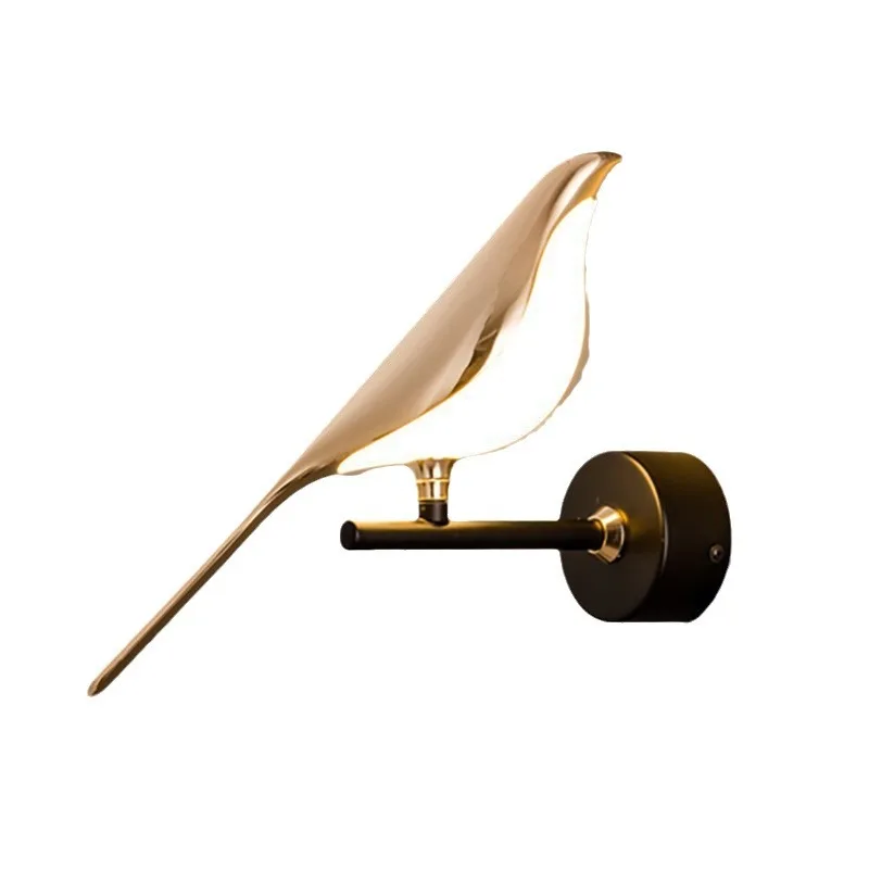 LED Magpie Bird Wall Lamp Modern Simple Bedroom Bedside Living Room Scandinavian Aisle Staircase Lamps Lanterns Gold Wall Light