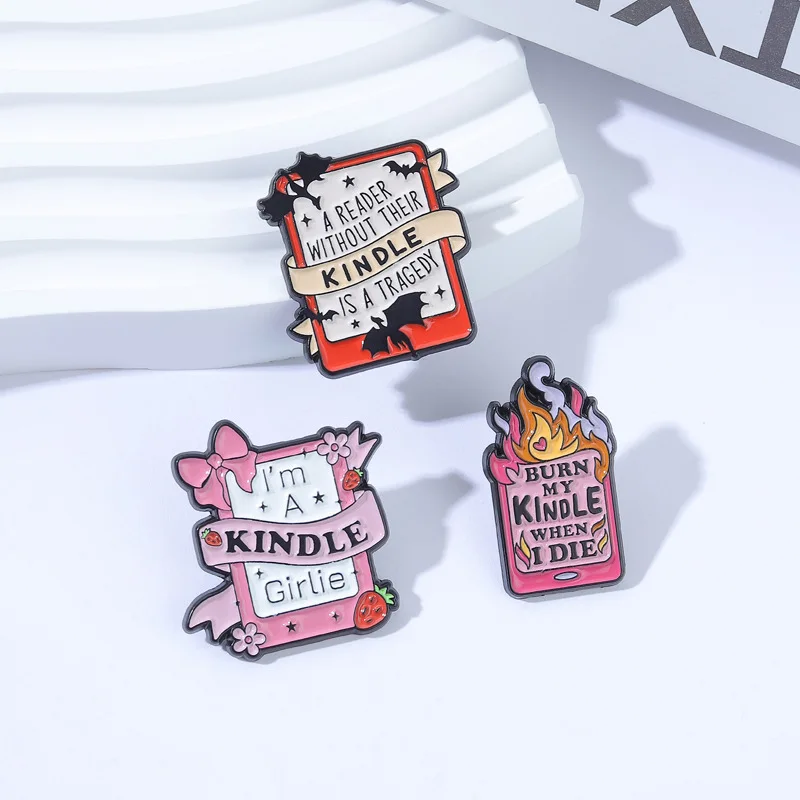 Cartoon Pink Headphones Book Enamel Brooch Lapel Pin Robot Bear Flame Marigold Bottle Wool Sword Metal Badge Jewelry Friend Gift view 2