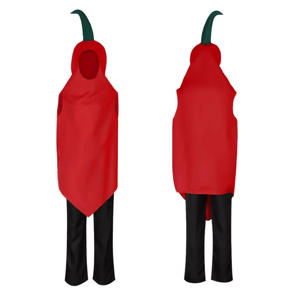 Red Chili Cospaly Adults Halloween Vegetables Cosplay for Carnival Party Dress Up Unisex Chili Hot Pepper for Men Women