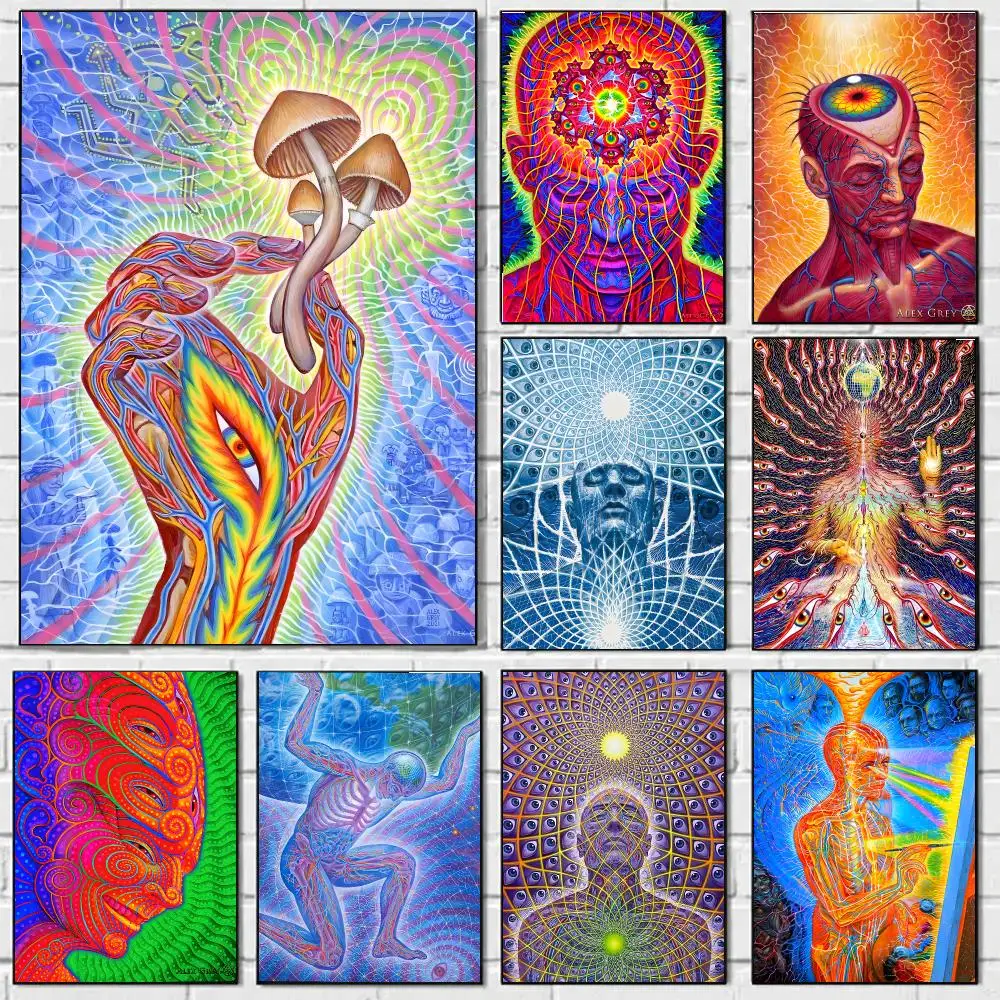 A-Alex Grey Poster HD Wall Art Decal Self-Adhesive Aesthetic Decor For Home Living Bedroom Bar Aesthetic