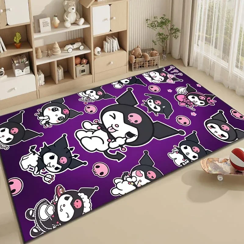 Giapponese Sanrio Kuromi Cartoon Pattern soggiorno camera da letto tappeto comodino tappetino Area tappeto camera dei bambini ragazze Room Decor Mat