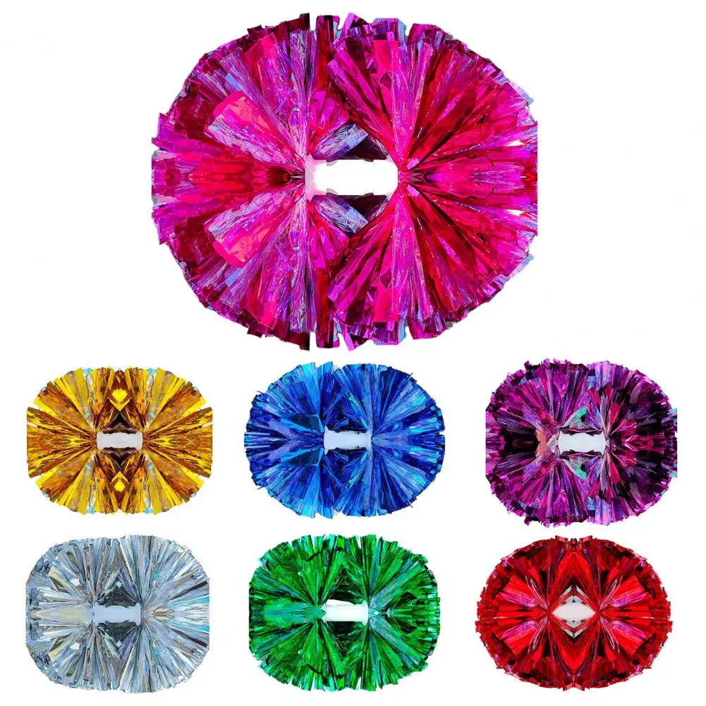 

Double-headed Metallic Pom Poms Cheerleading Flower Ball with Handle Team Sports Spirit Party Kids Adults Cheer Pompoms