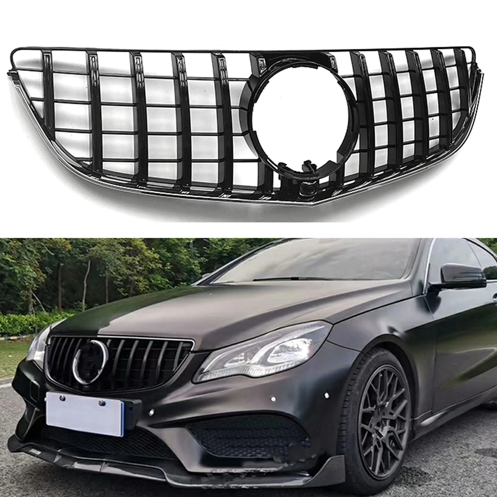 For Mercedes Benz E Coupe W207 C207 A207 2014-2017 2 Door E250 E350 E400 E500 GT Style Upper Bumper Hood Mesh Front Grille Grill