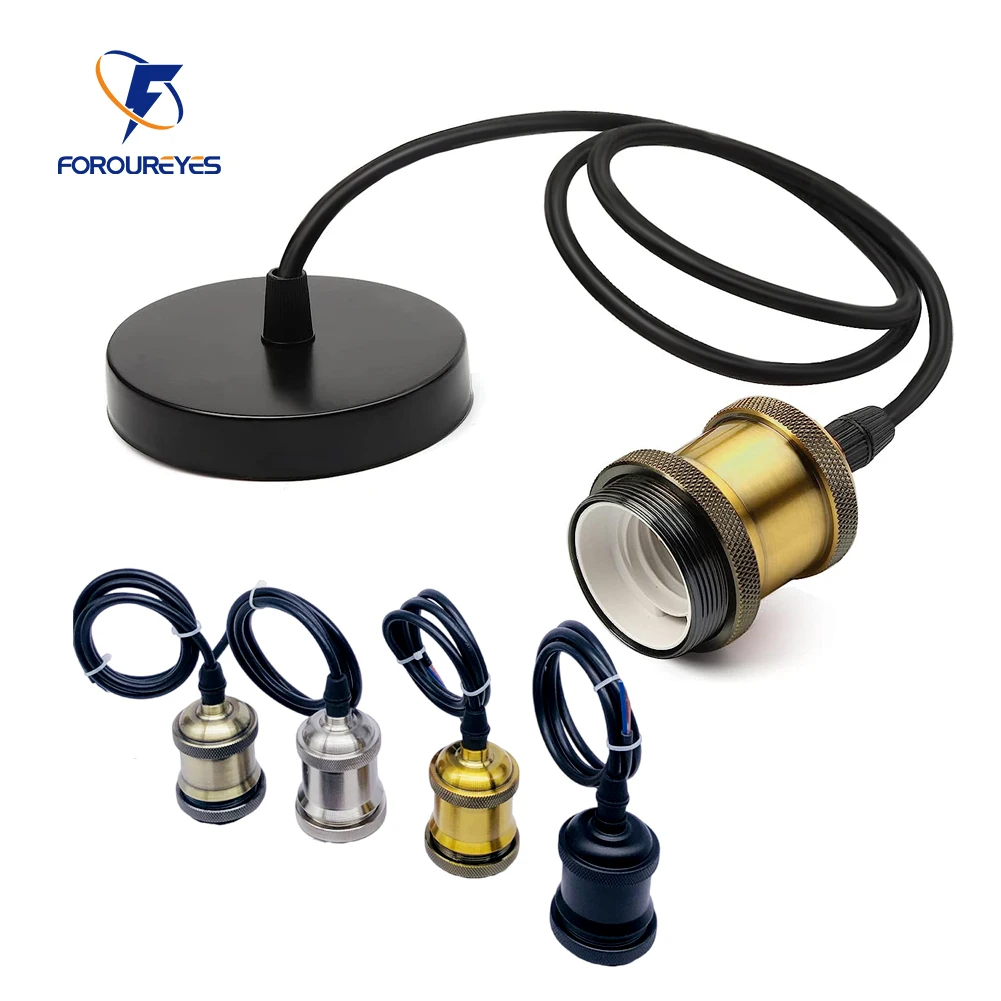 

Vintage E27 Socket 1m Wire Screw Base Aluminum Industrial Retro Lamp Holder For Indoor Lighting Bar Home Decoration