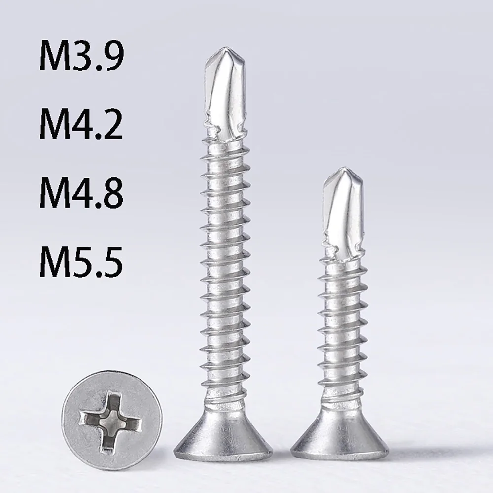 304 Stainless Steel Dovetail Self Tapping Screw Cross Countersunk Flat Head M3.9M4.2 M4.8M5.5 Wood Furniture Drill Tail Fastener