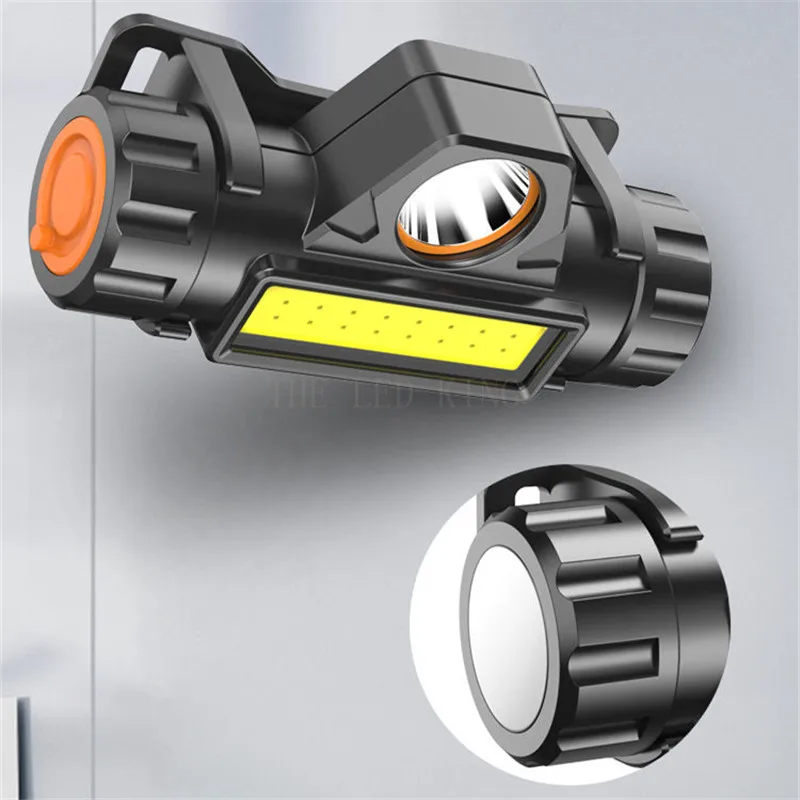 XP-G Q5 Headlamp Head Lamp Headlight Waterproof 2500lm Cob Led Built In Usb Rechargeable 14450 Battery Working Light 5w