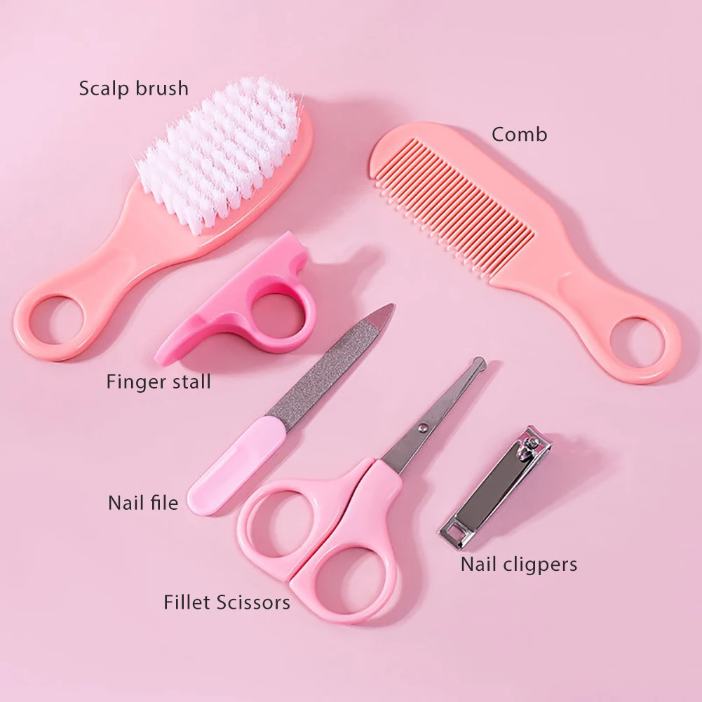 Baby Health Care Nail Hair Comb Grooming Brush Set Grooming Brush Kit Clipper Scissors Kid Nail Trimmer Hygiene 6PCS Kit