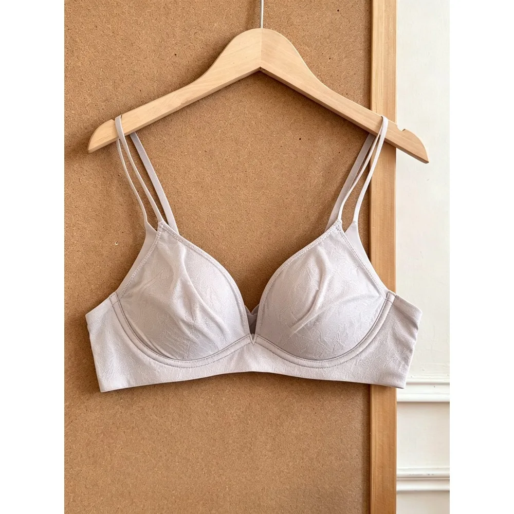 BANERDANNI French Sexy Pure Desire Women Bra Push Up For Small Bust Wire‑Free Thin Strap Padded No Empty Cup Lingerie 32‑38
