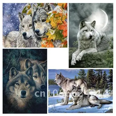 

5d animal full square Diamond embroidery wolf mosaic picture with Rhinestone decor gift sale diy Diamond Painting