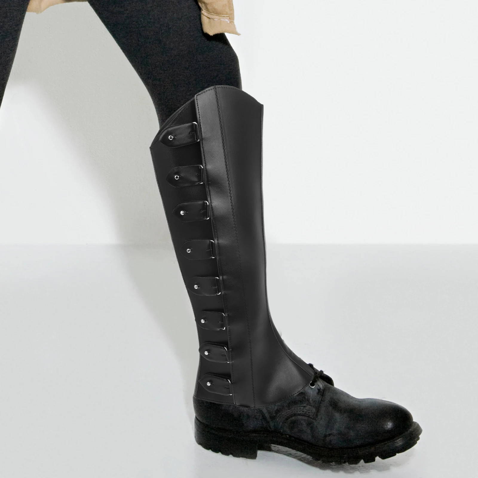 Leggings de cano alto, capas de sapato, polainas, cano alto, ajustável, acessórios góticos renascentistas, steampunk, leggings históricos