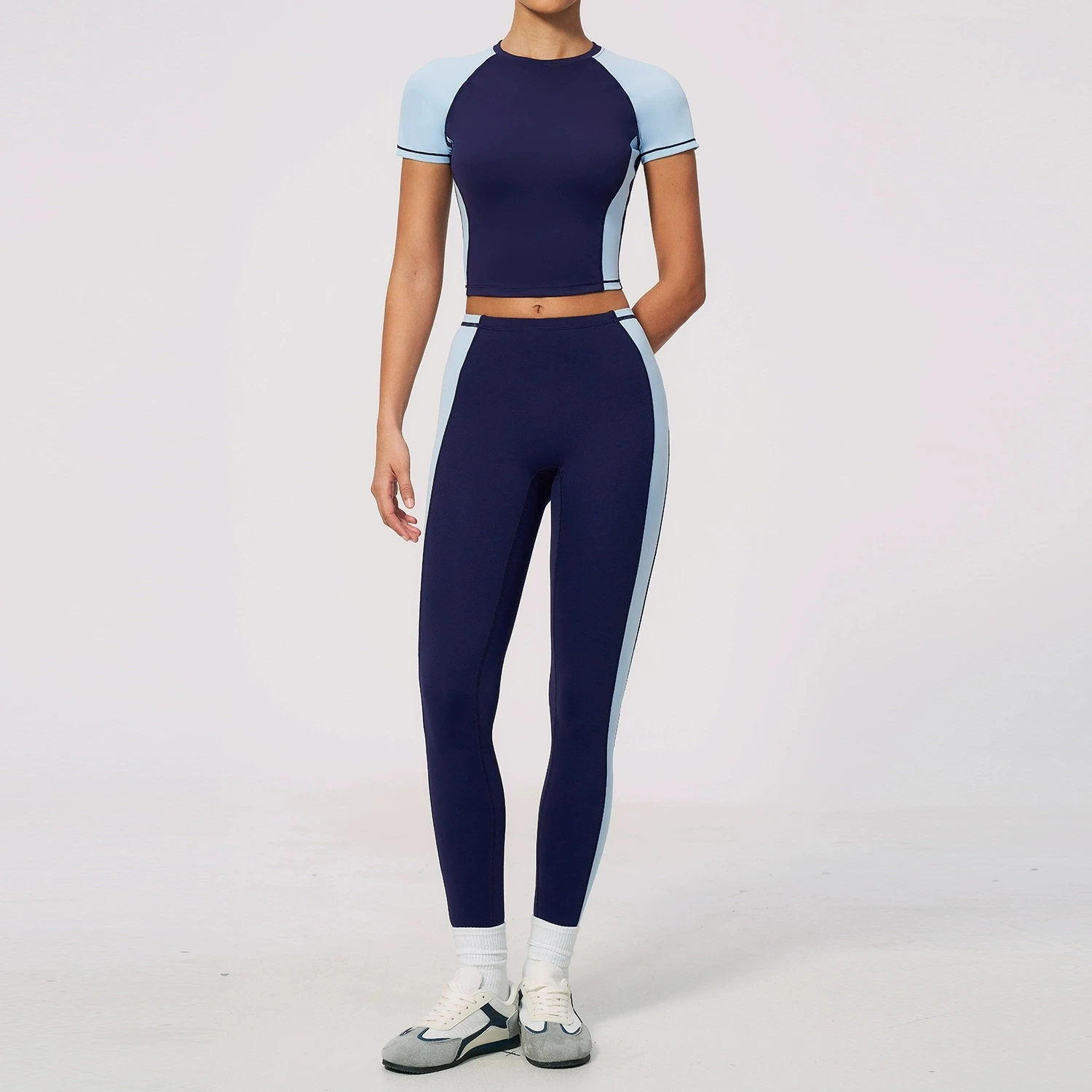 2PCS Shorts Yoga Set Sports Suit Women's Tracksuits Running Workout Clothes High Waist Capri Pants Fitness Short Sleeved Gym Set