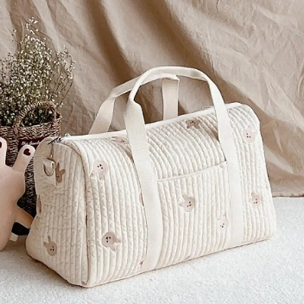 

Стеганая сумка через плечо с вышивкой, сумка-тоут для подгузников, милая дорожная сумка с отстегивающимся регулируемым плечевым ремнем