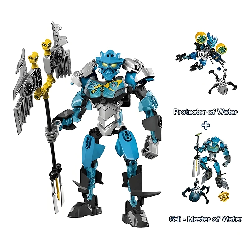 NEW Golden Mask Bionicle Building Block Anime Action Figures Soldier Robot Brick 2in1 Gali Lewa Tahu Protector Toys For Boy Gift view 6