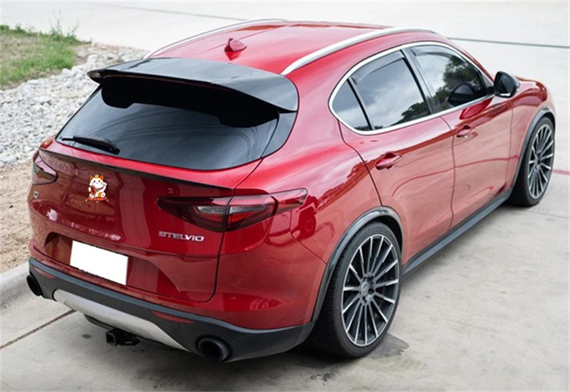 

For Alfa Romeo Real Carbon Fiber Car Rear Trunk Wing Tail Roof Top Spoiler Body Kit 2017-2021