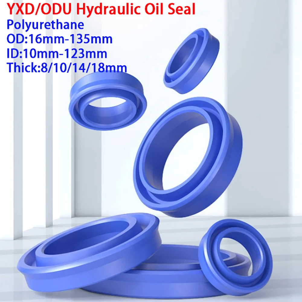YXD/ODU Hydraulic Oil Seal Polyurethane Sealing Ring Dust Ring Hydraulic Piston Y-Shaped Oil Seal OD16-135mm Thick 8/10/14/18mm