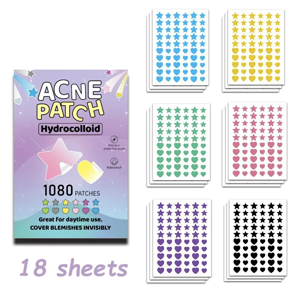 Kleurrijk Hart/Ster Acne Patch Zacht en Niet-irriterend Vervaagt Acne En Sluit Puistje Verwijdering Stickers Onzichtbare Acne Zorg Patch