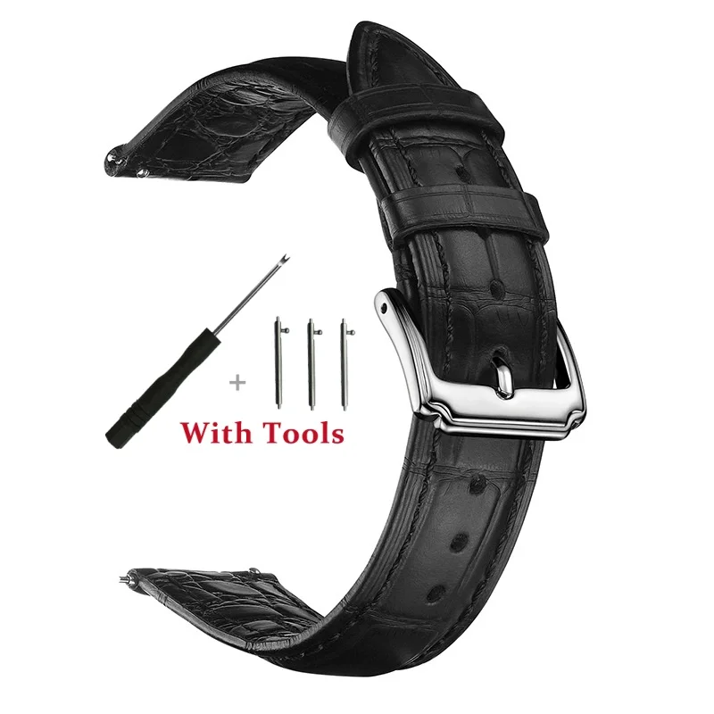 18mm 19mm 20mm 21mm 22mm cinturino per orologio in pelle di coccodrillo bifacciale di alta qualità fibbia ad ardiglione in metallo accessori per bracciale per orologio