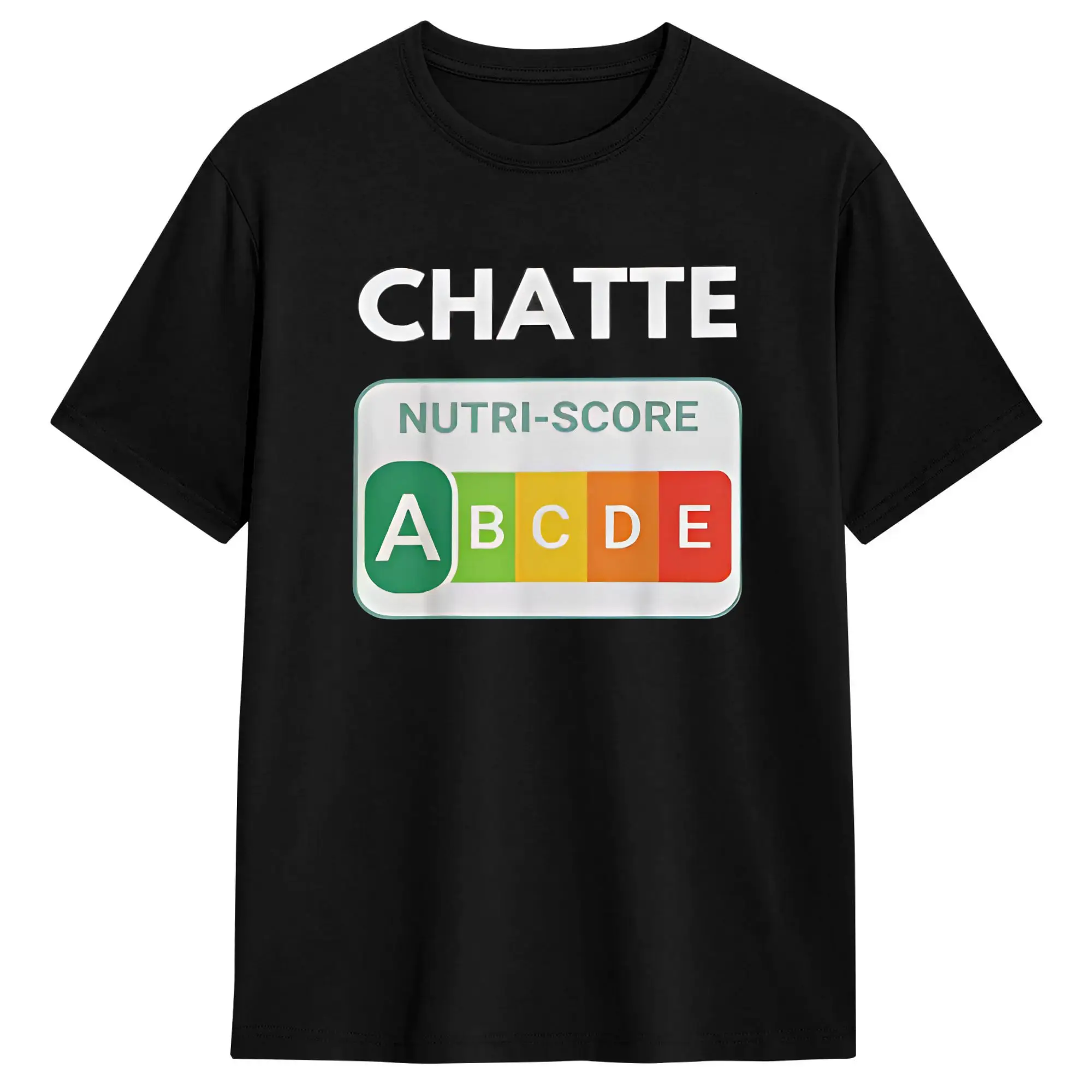 Nutri-Score   A Chatte T-Shirt Men Women  Vintage Pure Cotton Tee Shirt Crewneck Short Sleeve T Shirt Gift Idea Clothing