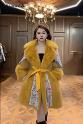 European Autumn Winter New Heavy Luxury Tassel Sweet Long Sleeve Large Size Imitation Fur Coat Warm Elegant Women Fluffy Jacket