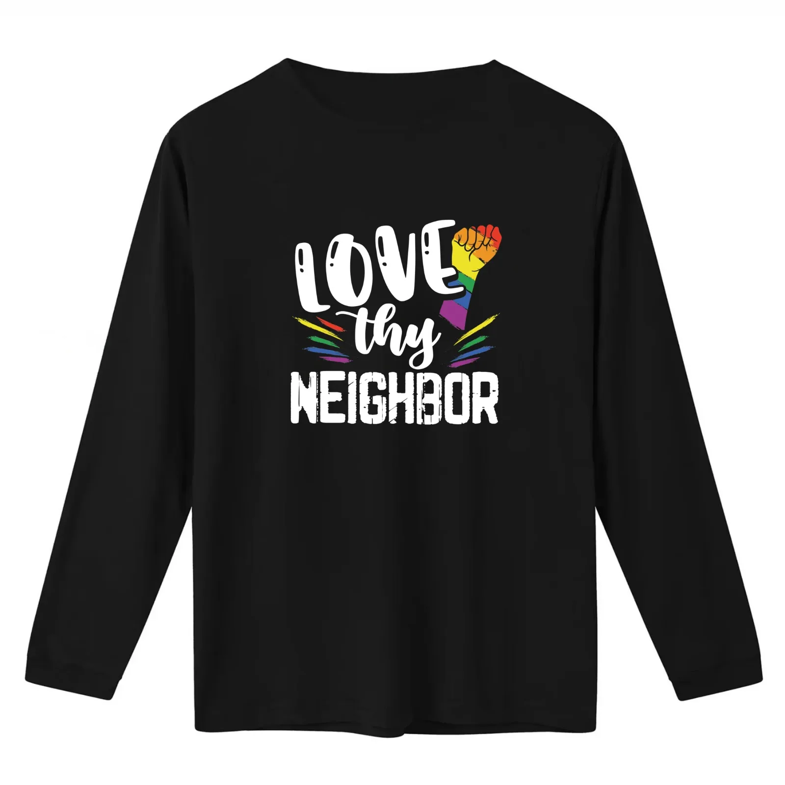 Gay Ally Love They Neighbor LGBT LGBTQ Rainbow Pride T-Shirt Summer Casual Cotton Tee Oversized Streetwear Tops 100% Cotton