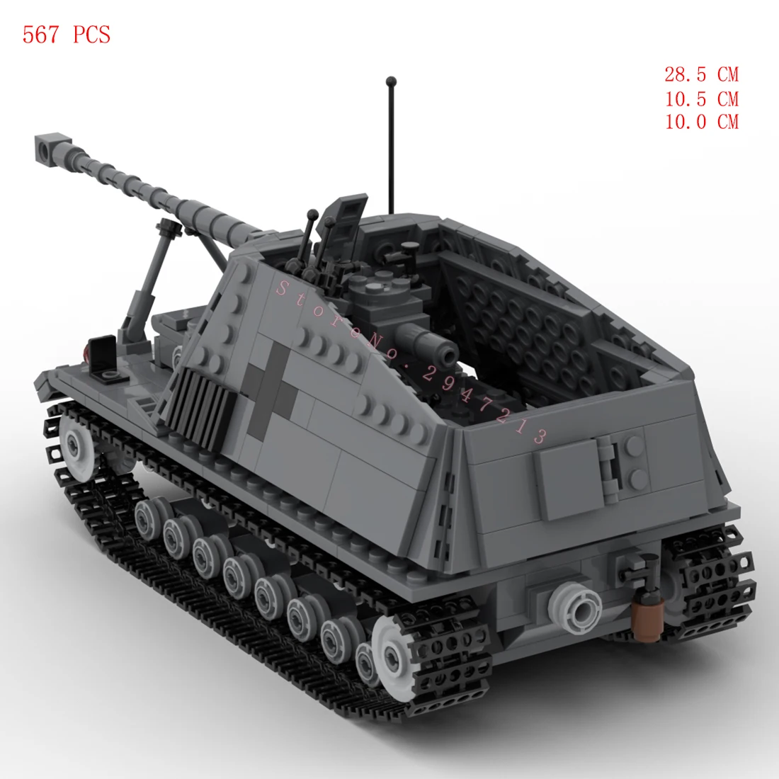 Modèle de construction en briques de véhicules militaires de la Seconde Guerre mondiale, chasseur de chars Rhino, équipement de l'armée allemande, armes, front de l'Est, jouet cadeau