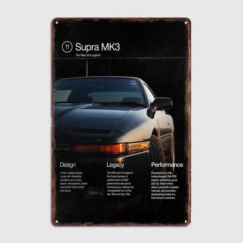 Póster de la portada de la revista Supra MK3 JDM, cartel metálico personalizado para decoración de dormitorio, decoración de pared del hogar, decoración de pared interior