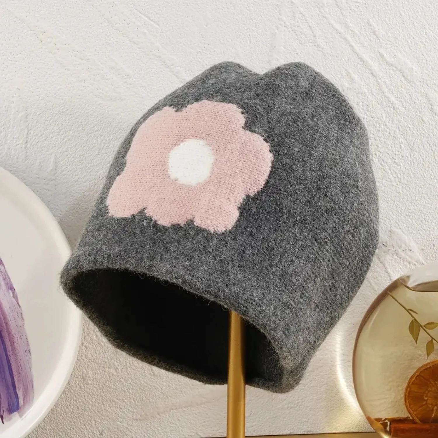 Winter Cute Flowers Bucket Hat Beanie for Women Girls - Outdoor Fashion Casual Style