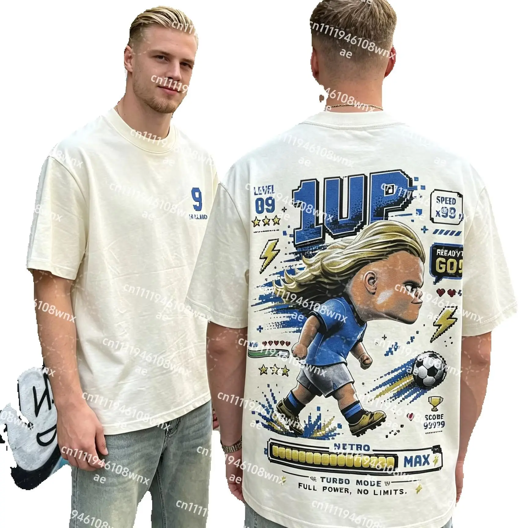 Baumwoll-Haaland-Fußball-Grafik-T-Shirts für Kinder und Herren, schweißabsorbierende, lässige Rundhals-Fußball-Sporttrikots für Kinder