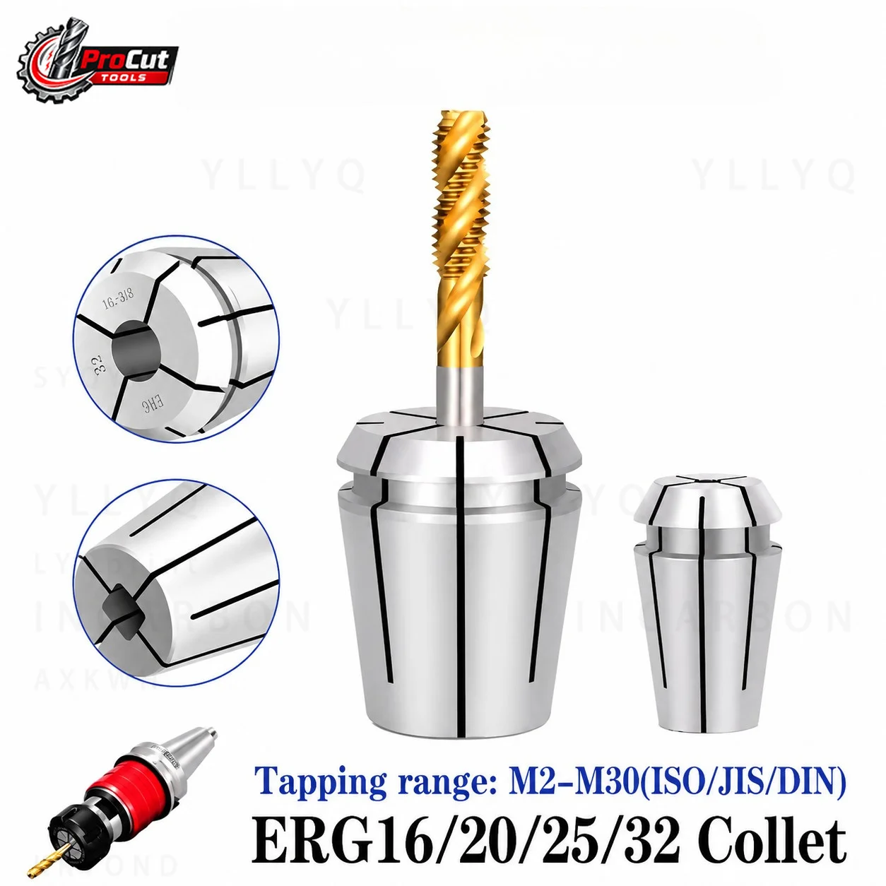 ERG Thread Collet Tap Chuck ERG16 ERG20 ERG25 ERG32 Square Chuck DIN JIS ISO BT40 VER ETP CNC Tapping Tool Holder