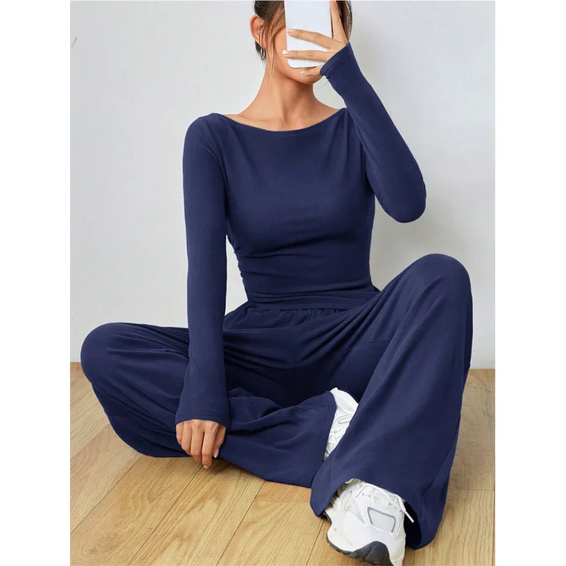 

Новинка 2023 года, женские широкие брюки для отдыха, комплект из двух предметов, мягкий липкий стильный комплект, скрывает модную нерегулярность