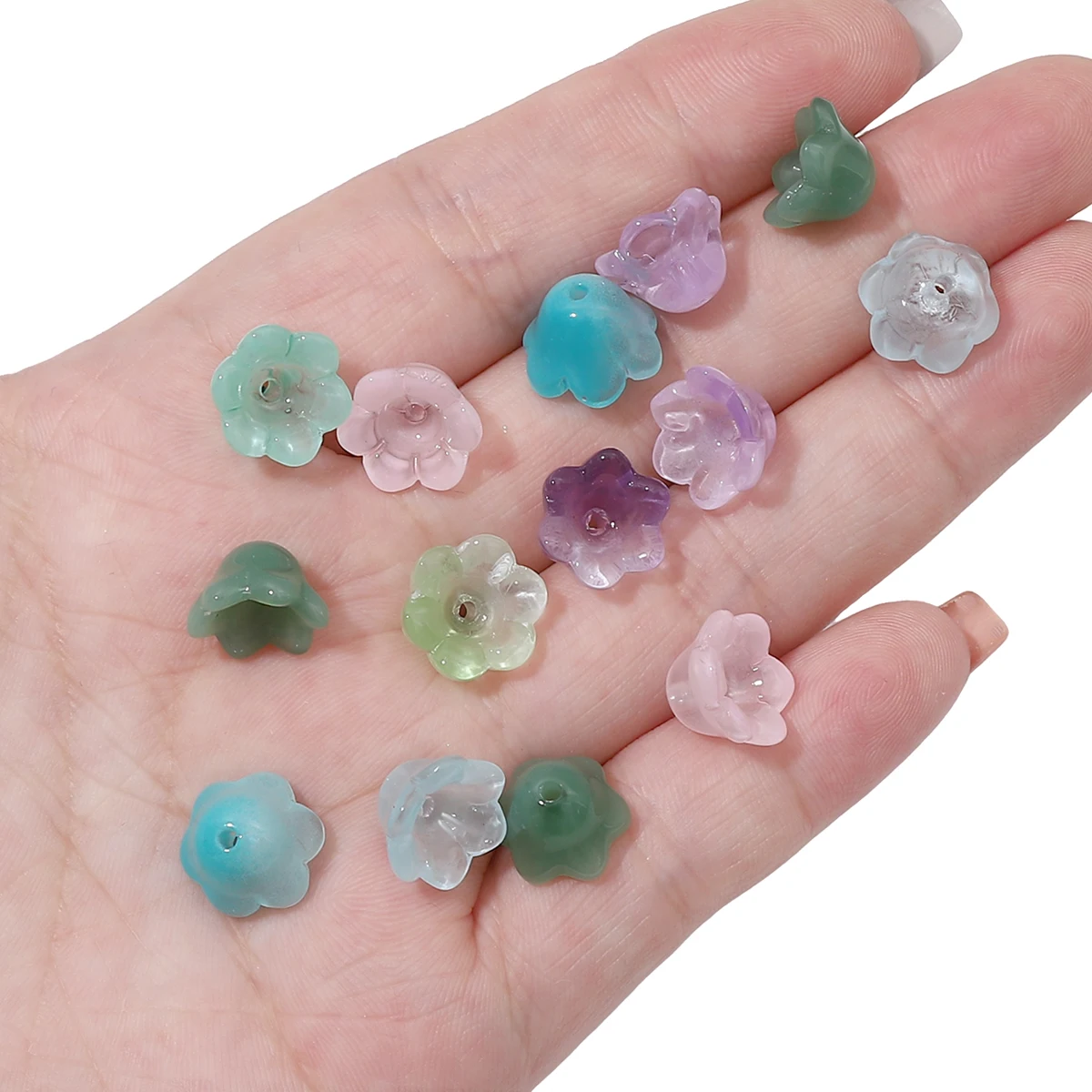 

Glass Imitation Jade Gradient Lily of the Valley Beads For DIY Jewelry Making Earring Bracelet Necklace Accessories 10/20pcs
