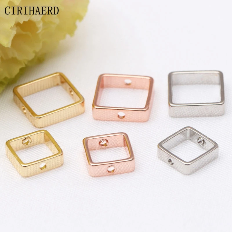 Wholesale 14K Real Gold Plated Brass Beads Set Square Double Hole Bead Set DIY Jewelry Making Supplies Accessories Findings