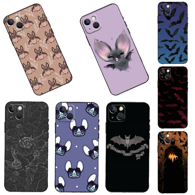Coque de téléphone chauve-souris d'halloween, étui arrière en Silicone pour iPhone 16 15 13 12 11 14 Pro Max Plus Mini XR 16e