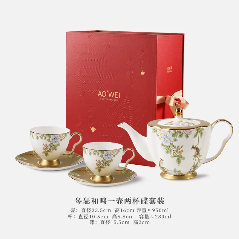 Qin Se Heming Jingdezhen Ceramic Coffee Cup and Saucer Gift Set Customized High-end