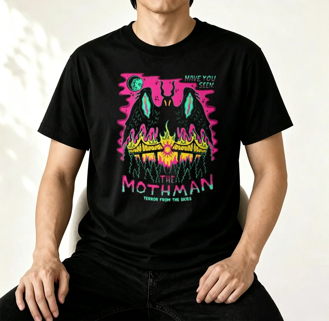 Mothman Cryptid Fan Gift T Shirt Weird Cryptozoology Vintage Graphic Unisex Soft Cotton Crew Neck Casual Daily Tops