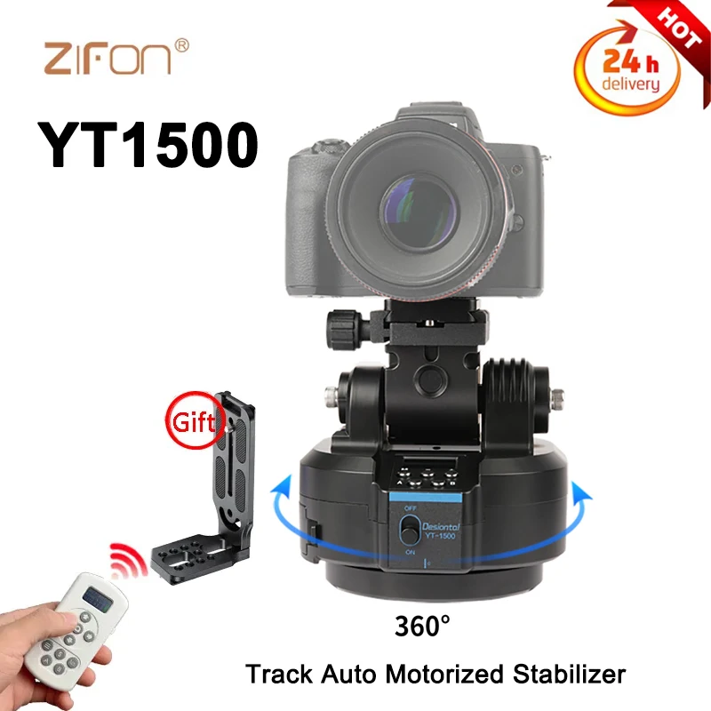 ZIFON YT1500 Auto Motorized Rotating Panoramic Head Remote Control Pan Tilt Video Tripod Head Stabilizer for Cameras Smartphone