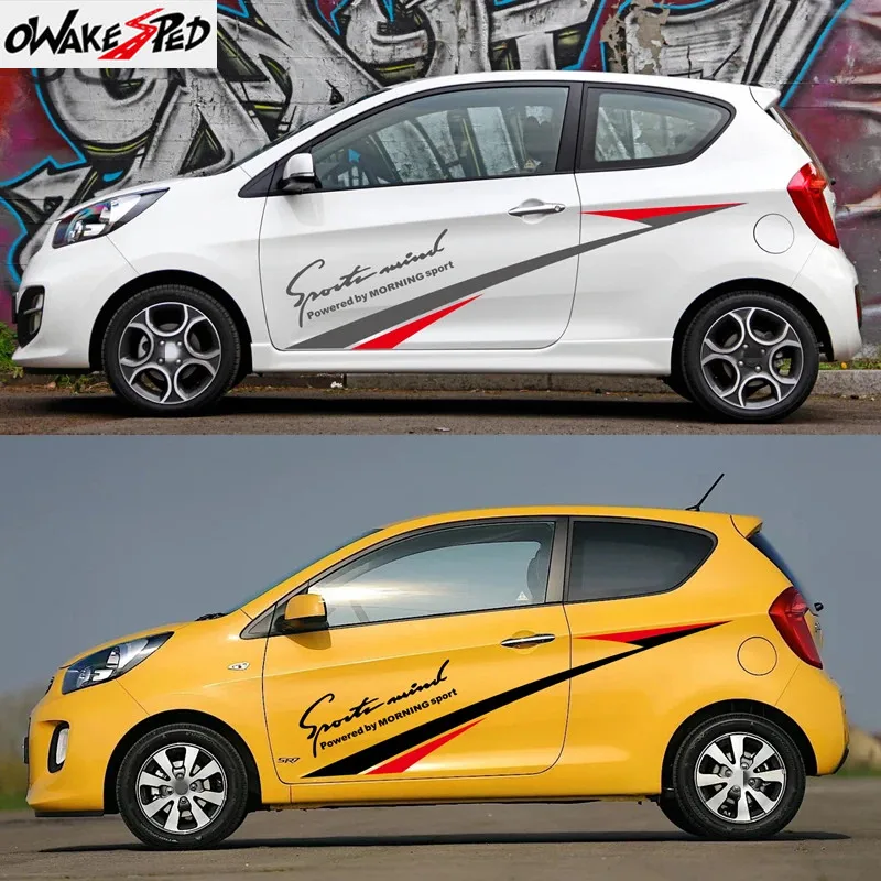 1 Set of Motorsport Stripes for KIA Picanto Morning DIY Your Text Vinyl Decal Car Body Door Side Trim Sticker Accessories