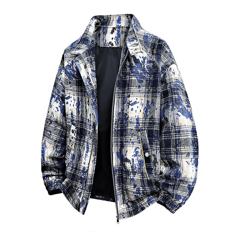 

Модный клетчатый тюнет для мужчин, весна-осень 2024, новинка Haome, спецодежда с воротником-стойкой, куртка-пилот M, осень-зима, мода