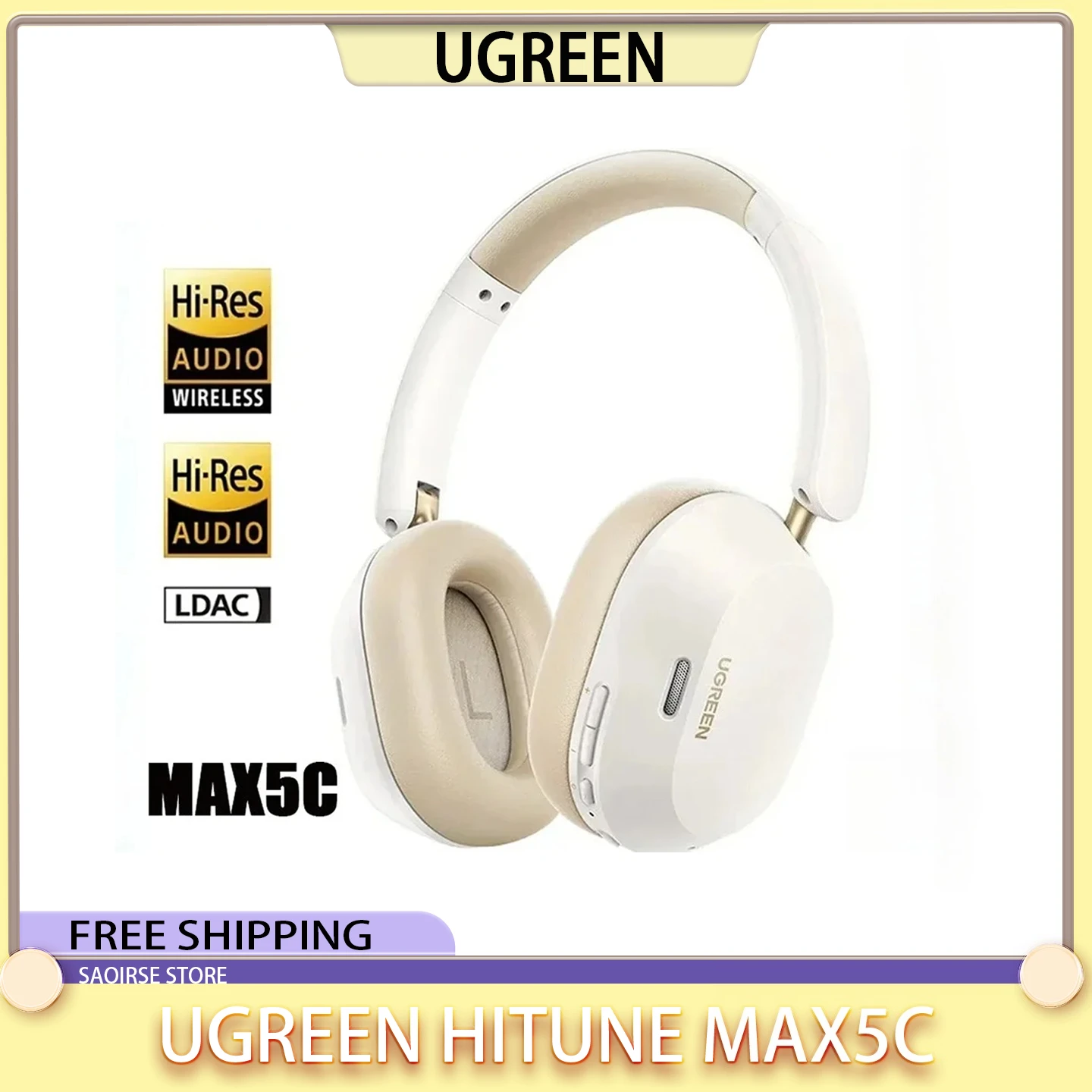 UGREEN HiTune Max5c Customize Wireless Bluetooth Headphones Active Noise Cancellation Hi-res Audio Head-mounted Headphone