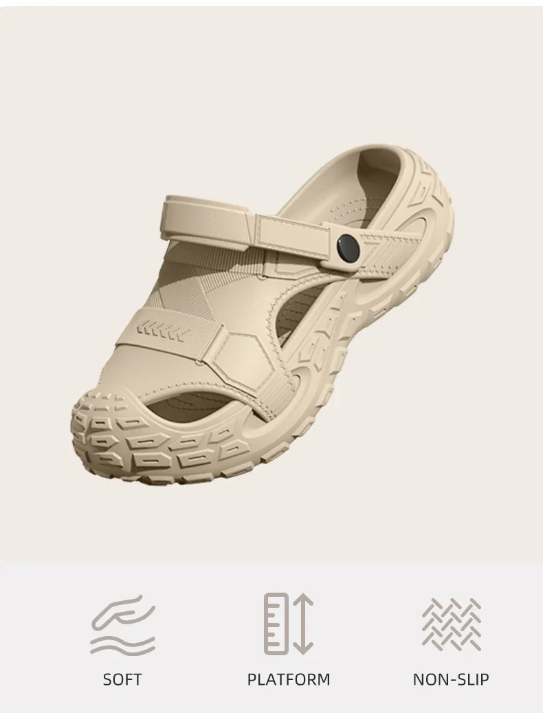 Sommer Herren Outdoor Clog Sandalen EVA Atmungsaktiv Rutschfest Geschlossene Zehenpartie Verschleißfeste Strandpantoffeln – Detail 6