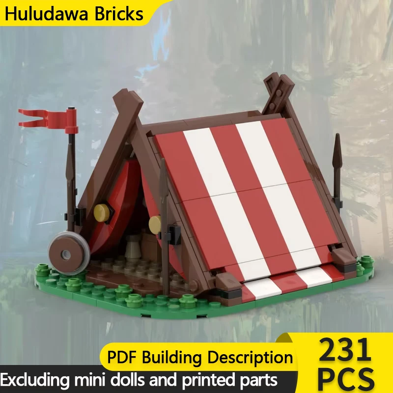 Street View Model MOC Building Bricks Viking Outdoor Camping Tent Modular Technology Gifts Holiday Assemble Children Toys Suit