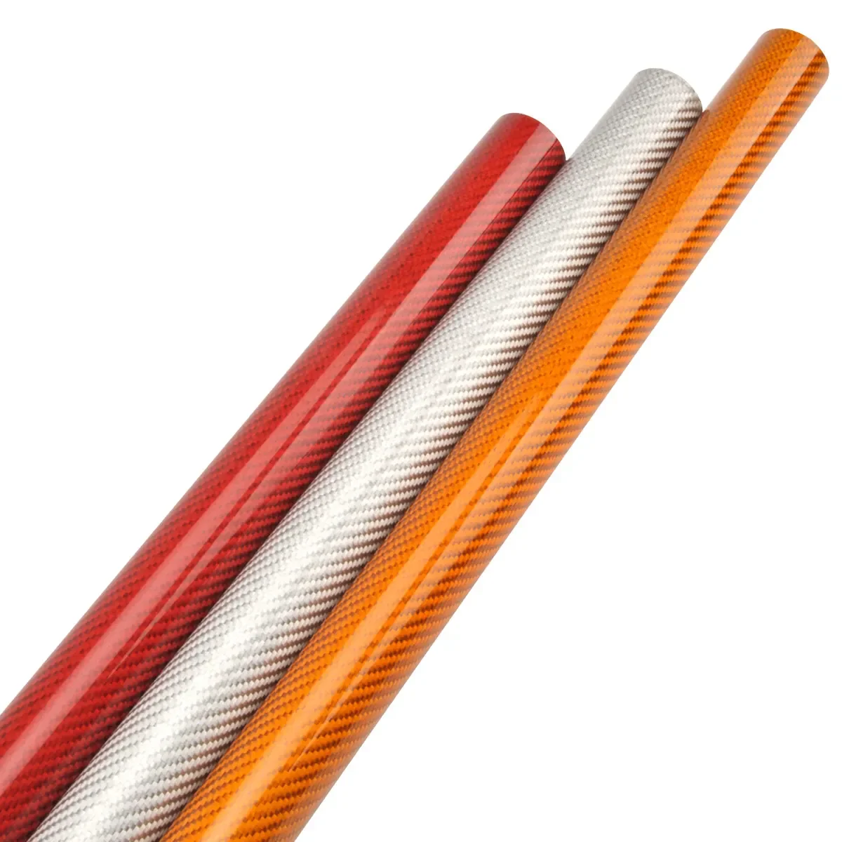 2pcs/lot 1000mm Glossy Carbon Fiber Tube 30x26mm Thickness 2mm Yellow Silver Red