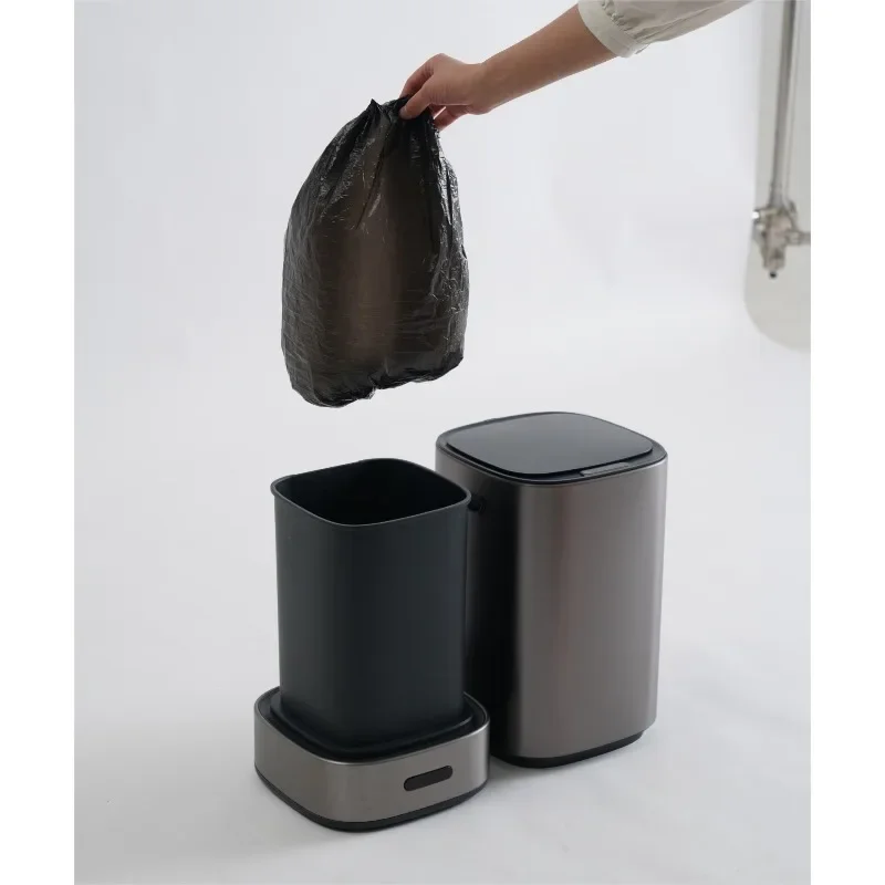 IIntelli Fully Automatic Package Self Sealing Self-sealing Sensor Stainless Steel  Smart Trash Can Can Garbage Waste Bins Bin