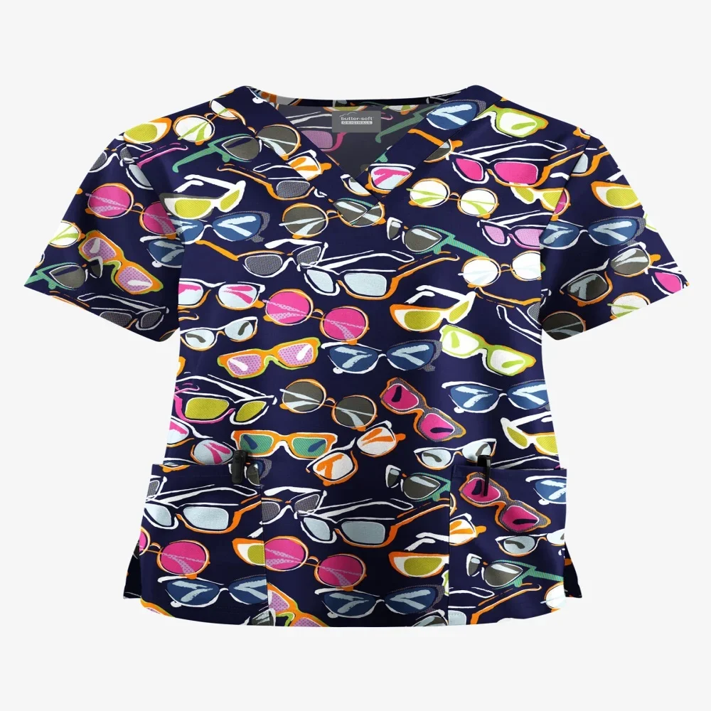 

Fashion New Casual Women's Tops New Casual Female Clothes 2024 Summer Short Sleeves for Women Two-Pocket T-shirts V-neck Clothe