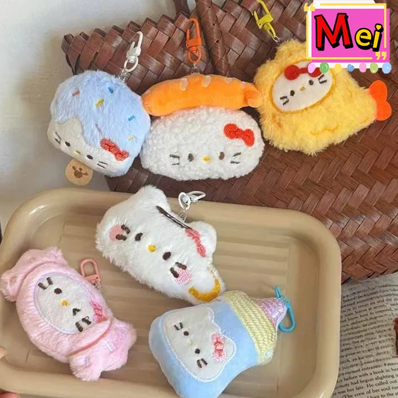 Neue 6 stücke Nette Squee zing Kitty Plüsch Schlüssel Kreative Snack Gebratene Garnelen Sushi Süßigkeiten Eis Plüsch Spielzeug Rucksack Hängen kette Geschenk