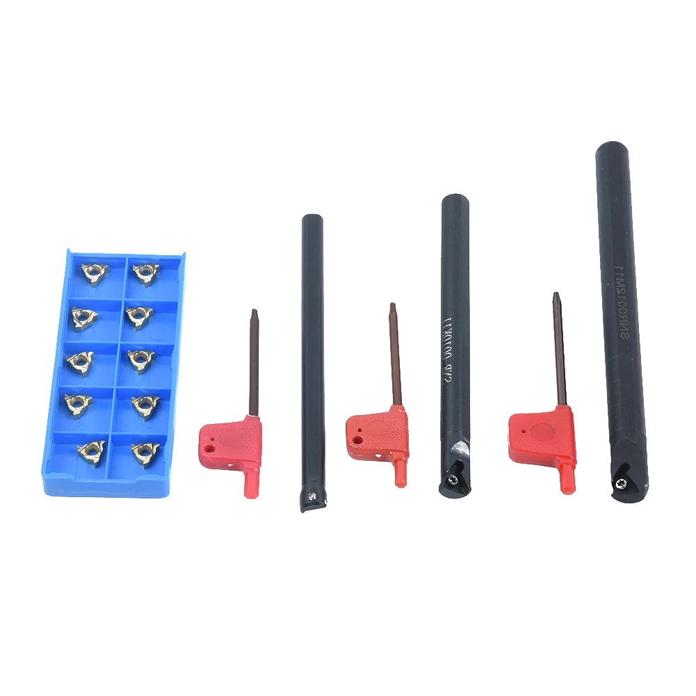 

Набор держателей токарных инструментов с ЧПУ SNR0008K11 SNR0010K11 SNR0012M11 с 10 твердосплавными вставками 11IR A60 и 3 гаечными ключами для токарных станков